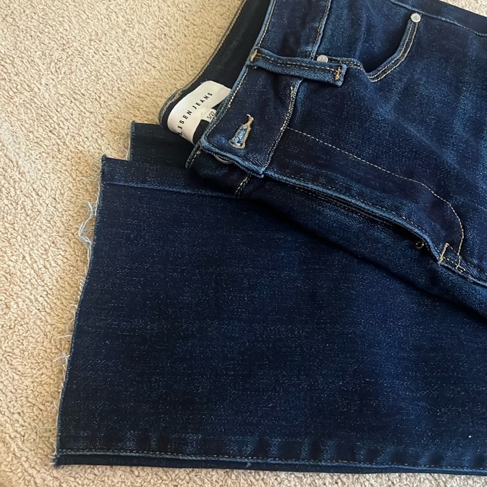 Risen Jeans, Dark Wash, Straight Leg, Ankle Length